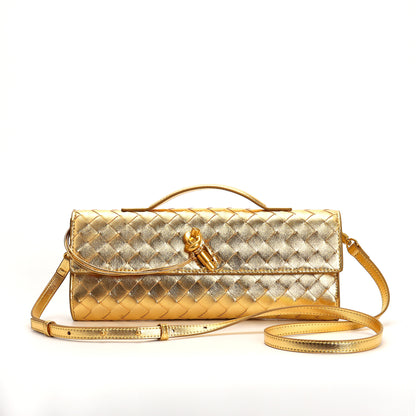 Two Way Woven Flap Clutch Shoulder Bag