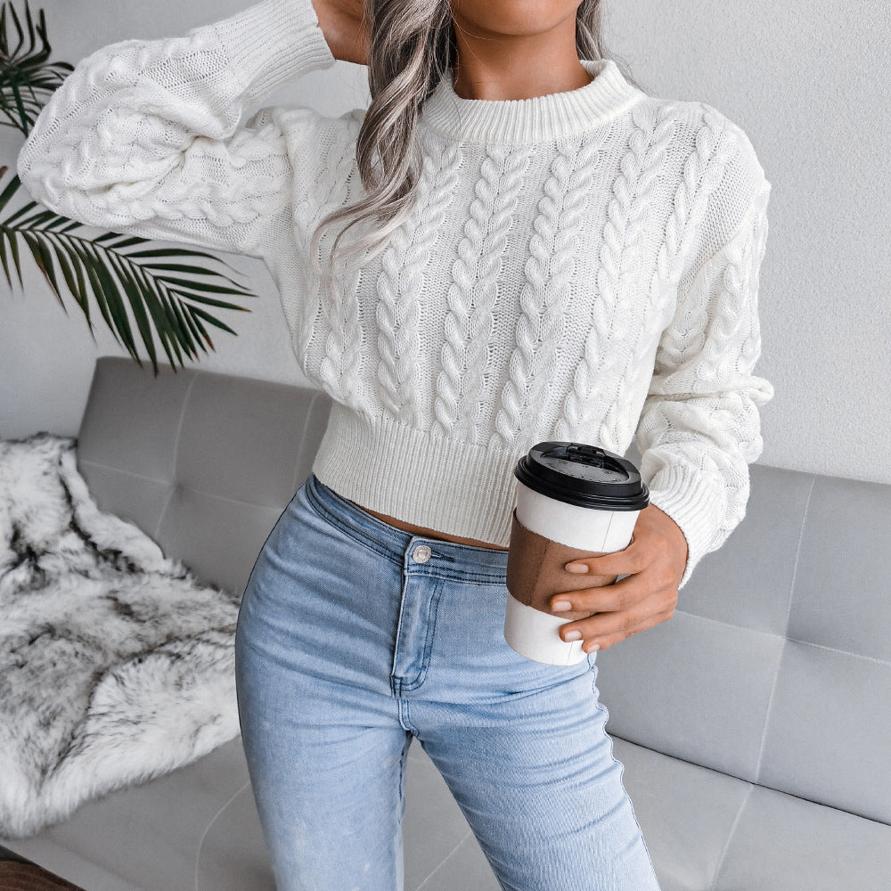Twist Cable-Knit Cropped Sweater