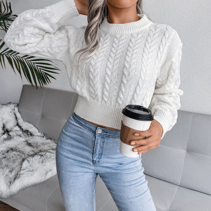 Twist Cable-Knit Cropped Sweater