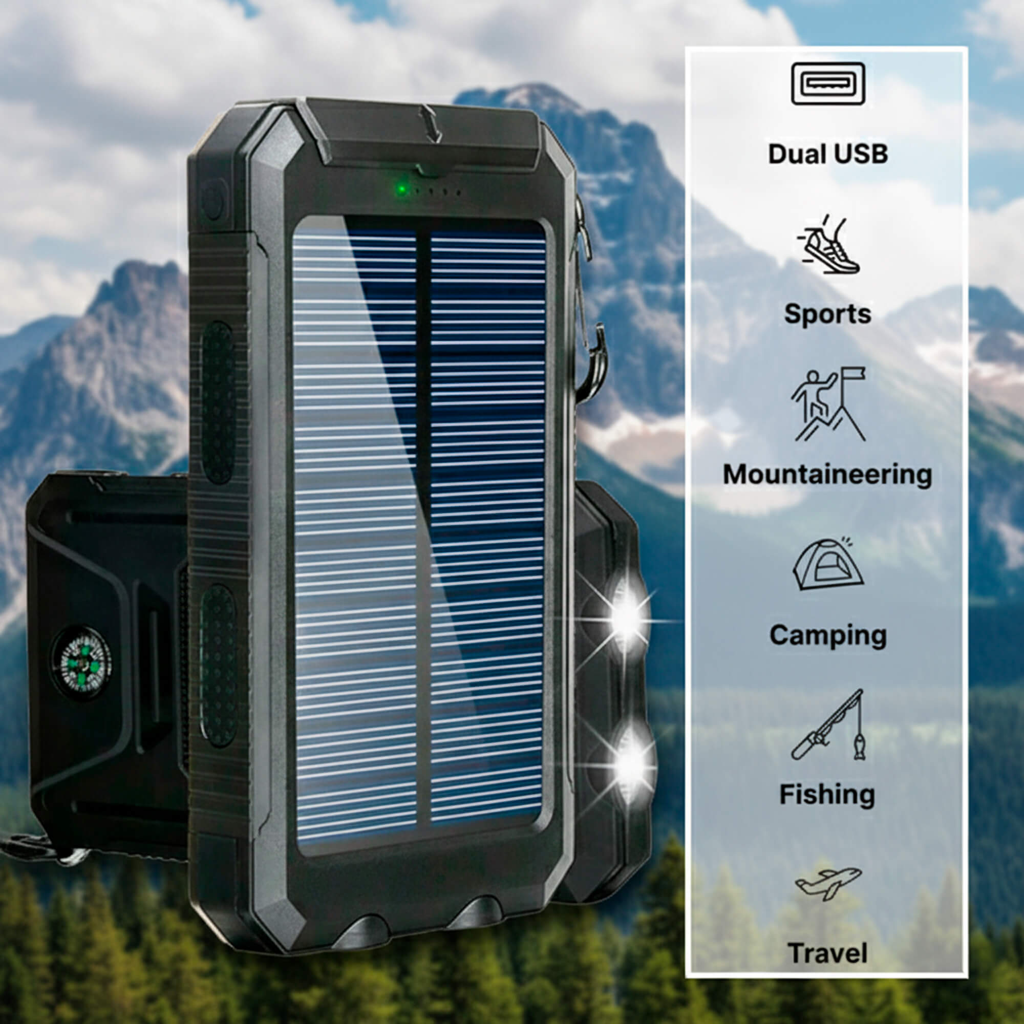 500.000mAh Solar Charger Waterproof Power Bank External
