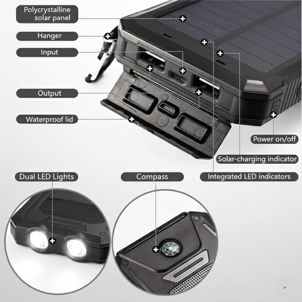 500.000mAh Solar Charger Waterproof Power Bank External