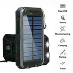 20000mAh Waterproof Solar Power Bank - Portable External Charger
