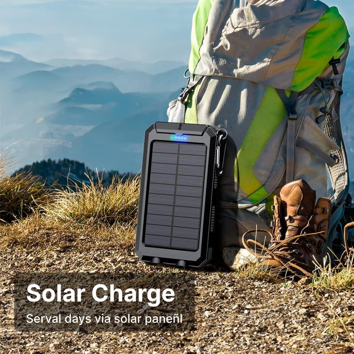 20000mAh Waterproof Solar Power Bank - Portable External Charger