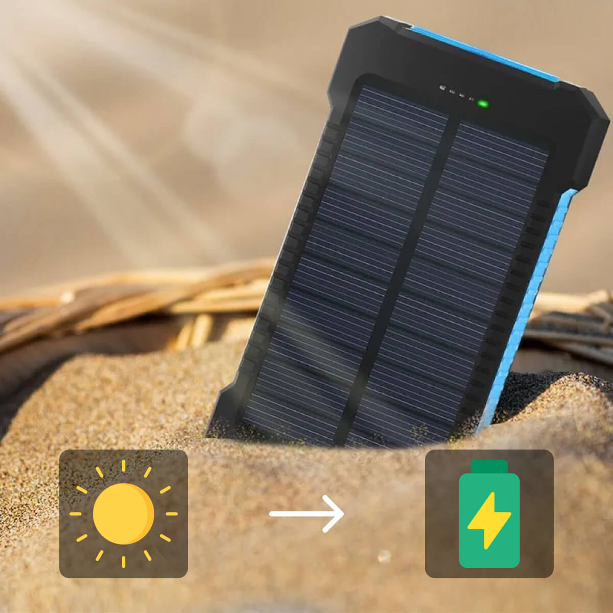 20000mAh Waterproof Solar Power Bank - Portable External Charger