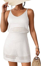 Women’s Crochet Knit Beach Dress – Cut Out Swim Cover Up | Dripiume