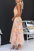 Sandra | Elegant Watercolour Maxi Dress for Summer