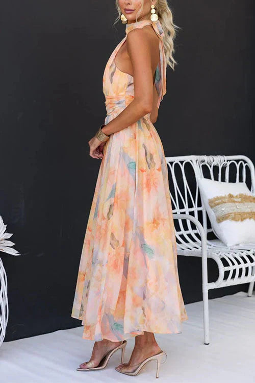 Sandra | Elegant Watercolour Maxi Dress for Summer
