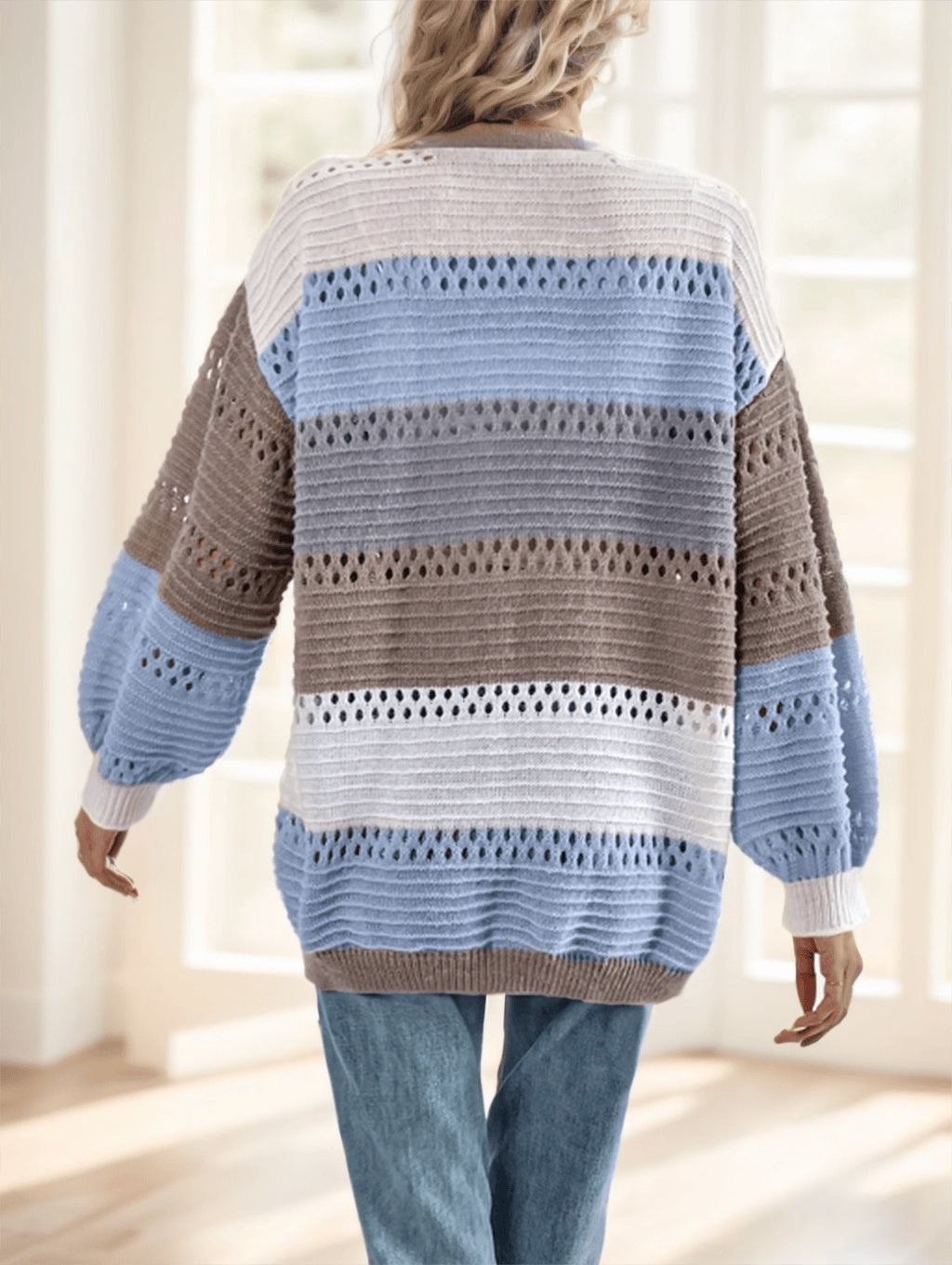 Multicolor Striped Knit Cardigan