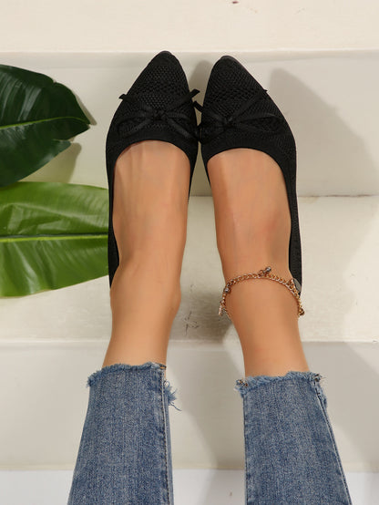 Women’s Bow Knit Pointed-Toe Flats