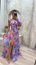 Whitney | Elegant Flowy Shoulder Maxi Dress for Summer Events