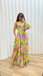 Whitney | Elegant Flowy Shoulder Maxi Dress for Summer Events