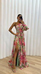 Whitney | Elegant Flowy Shoulder Maxi Dress for Summer Events