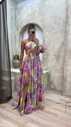 Whitney | Elegant Flowy Shoulder Maxi Dress for Summer Events