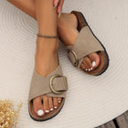 Livia Women's Trendy Mules - Stylish Open Toe Sandals with Buckle Strap and Comfortable EVA Sole