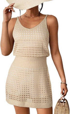 Women’s Crochet Knit Beach Dress – Cut Out Swim Cover Up | Dripiume