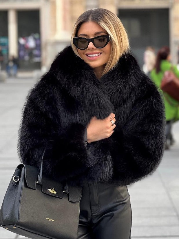 Winter Luxury Fur Lapel Winter Plush Coat