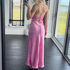 Satin Slip Pink Maxi Dress
