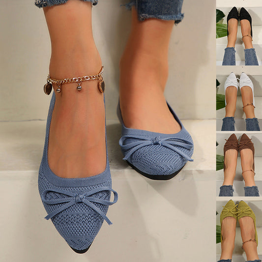 Women’s Bow Knit Pointed-Toe Flats