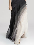 Elegant Sleeveless Gradient Pleated Long Evening Dress