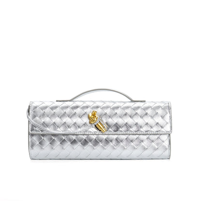Two Way Woven Flap Clutch Shoulder Bag