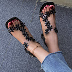 Summer sandal with a high square heel