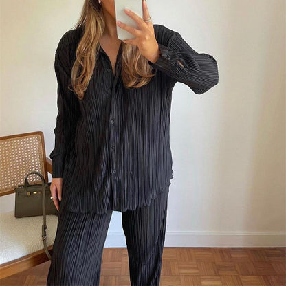 Loose Shirt & Straight-Leg Trousers Set