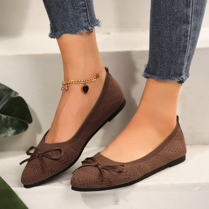 Women’s Bow Knit Pointed-Toe Flats