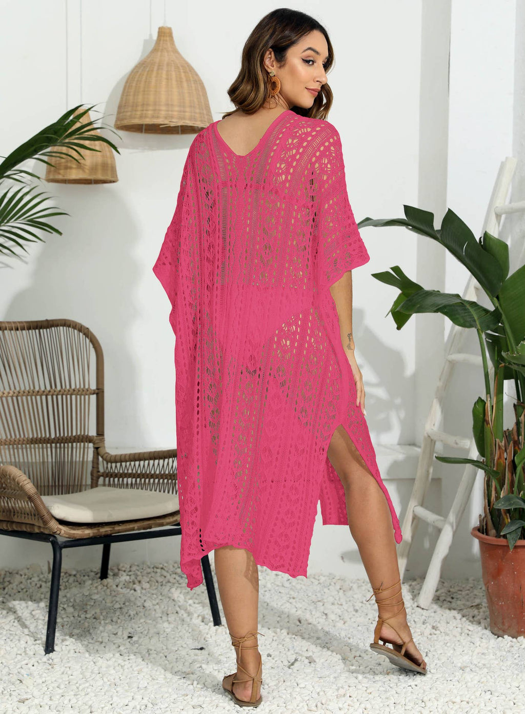 Women’s Long Crochet Beach Cover Up – Open Front Swimwear Kimono | Dripiume