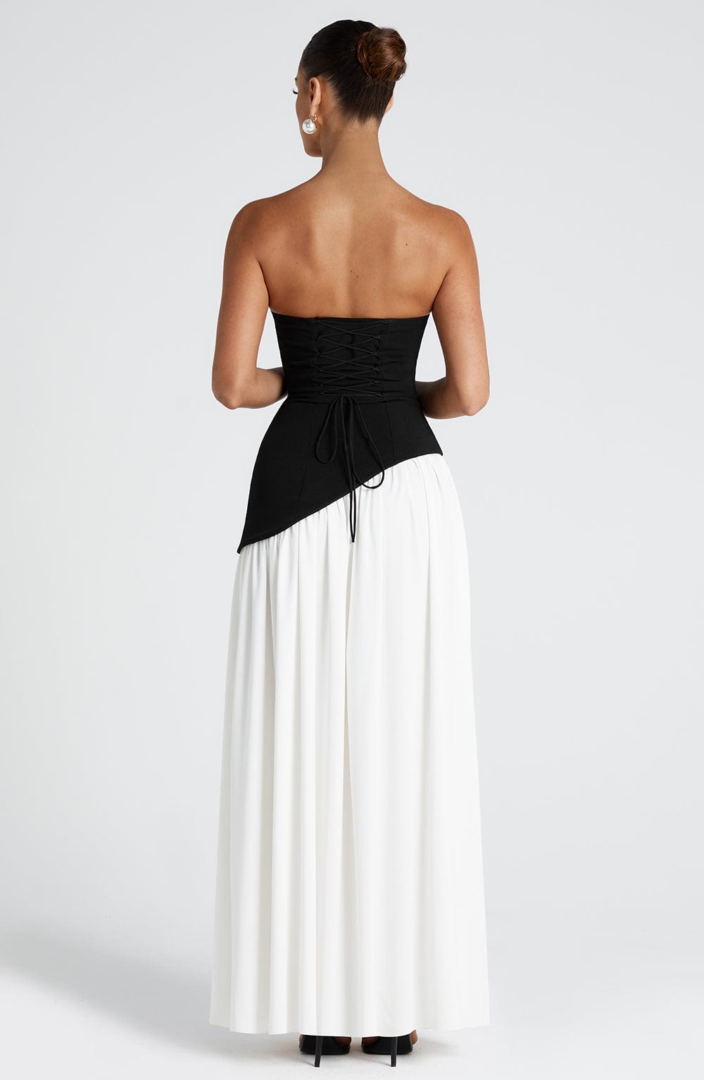 Strapless Long Dress with Draped Detail & Elegant Silhouette – Mya