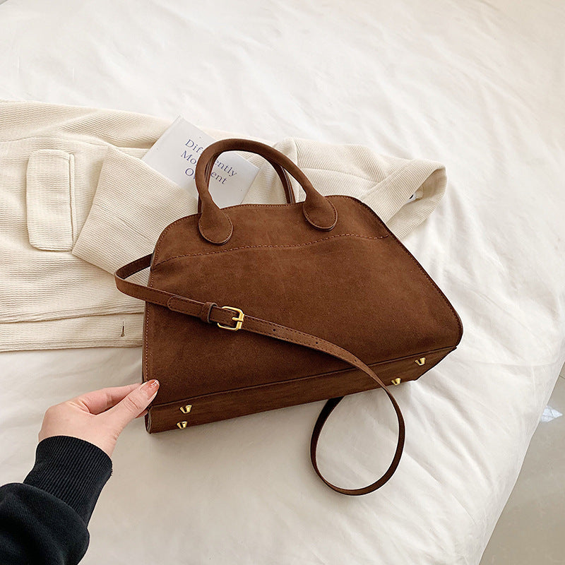 Retro Side-Buckle Top Handle Tote Bag