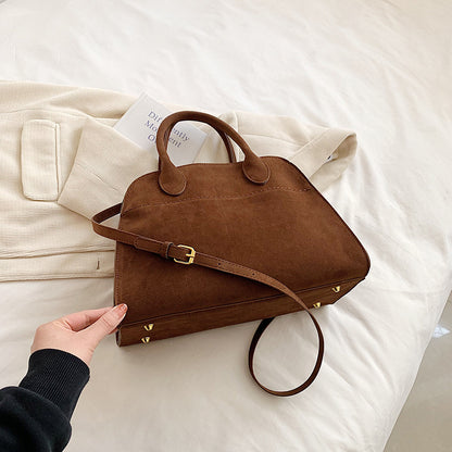 Retro Side-Buckle Top Handle Tote Bag