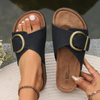 Livia Women's Trendy Mules - Stylish Open Toe Sandals with Buckle Strap and Comfortable EVA Sole