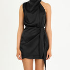 Elegant Satin Halter Neck Mini Dress