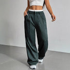 Women’s High-Waist Stripe Straight-Leg Trousers