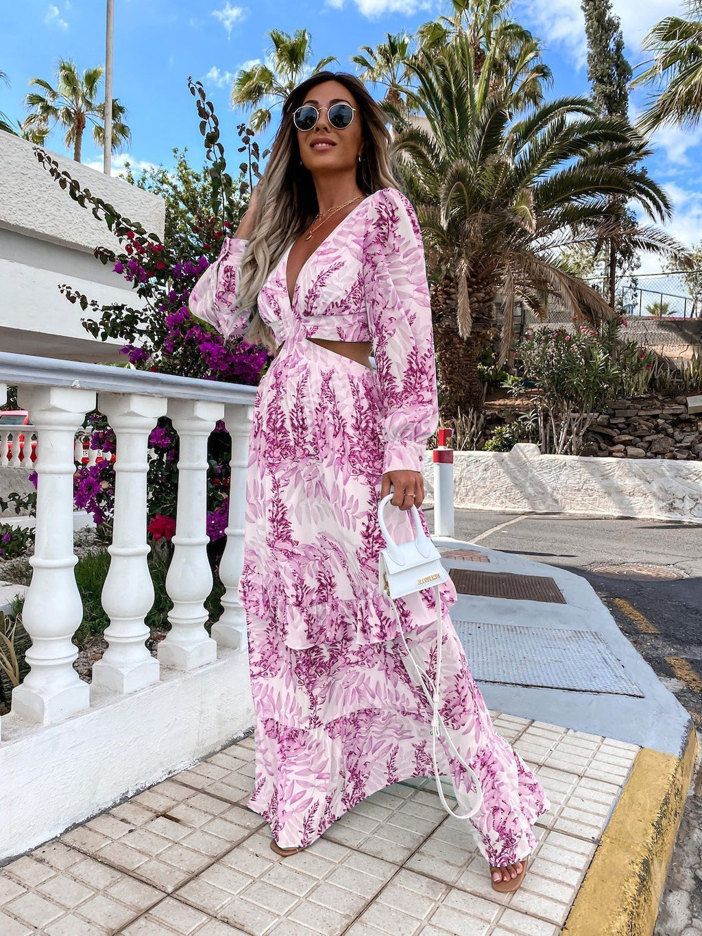 Elegant V-Neck Floral Maxi Dress
