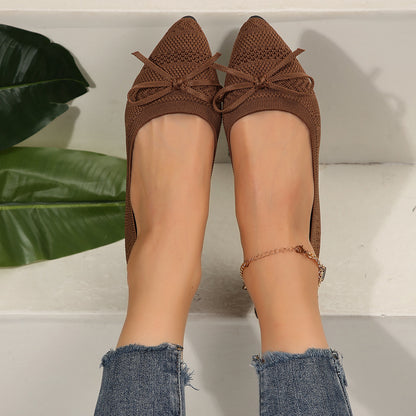 Women’s Bow Knit Pointed-Toe Flats