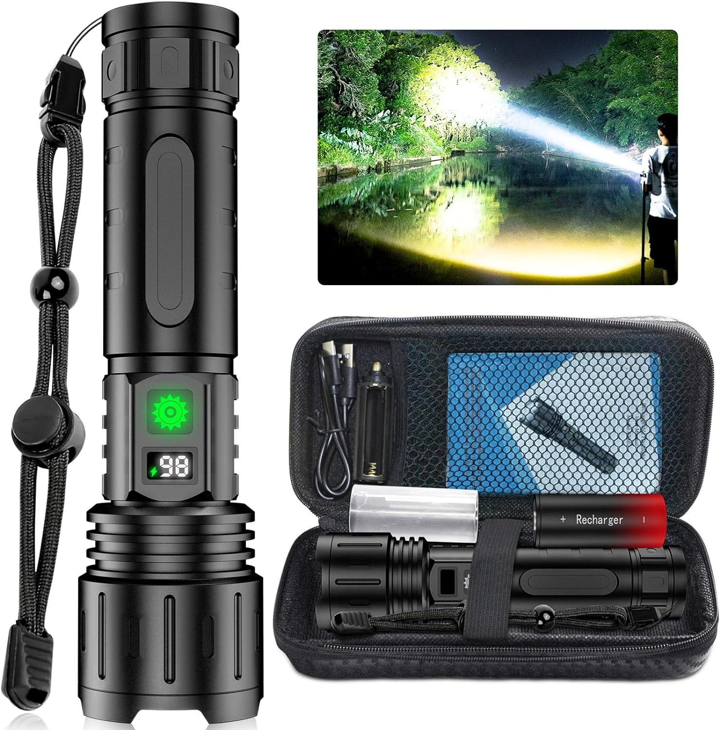 Extremely Bright Flashlight | 100k Lumens LED - 8hrs Battery