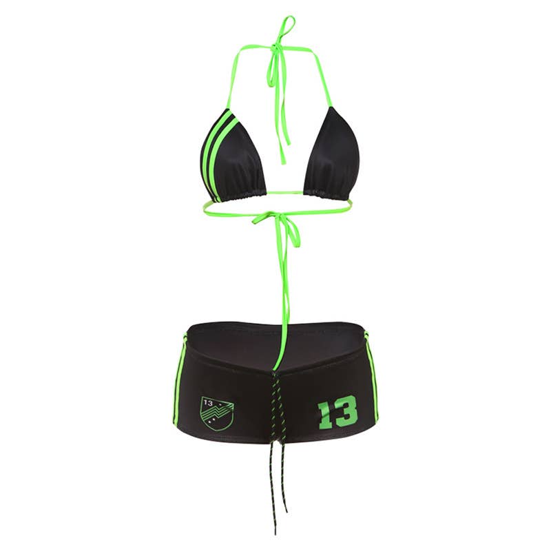 Women’s Halter Bikini Set – Sporty Contrast Trim Swimsuit | Dripiume