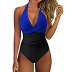 Women’s Halter Neck One-Piece Swimsuit with Sculpting Fit and Tummy Control