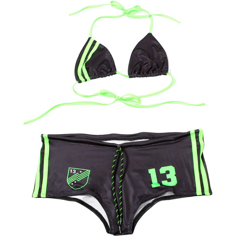 Women’s Halter Bikini Set – Sporty Contrast Trim Swimsuit | Dripiume