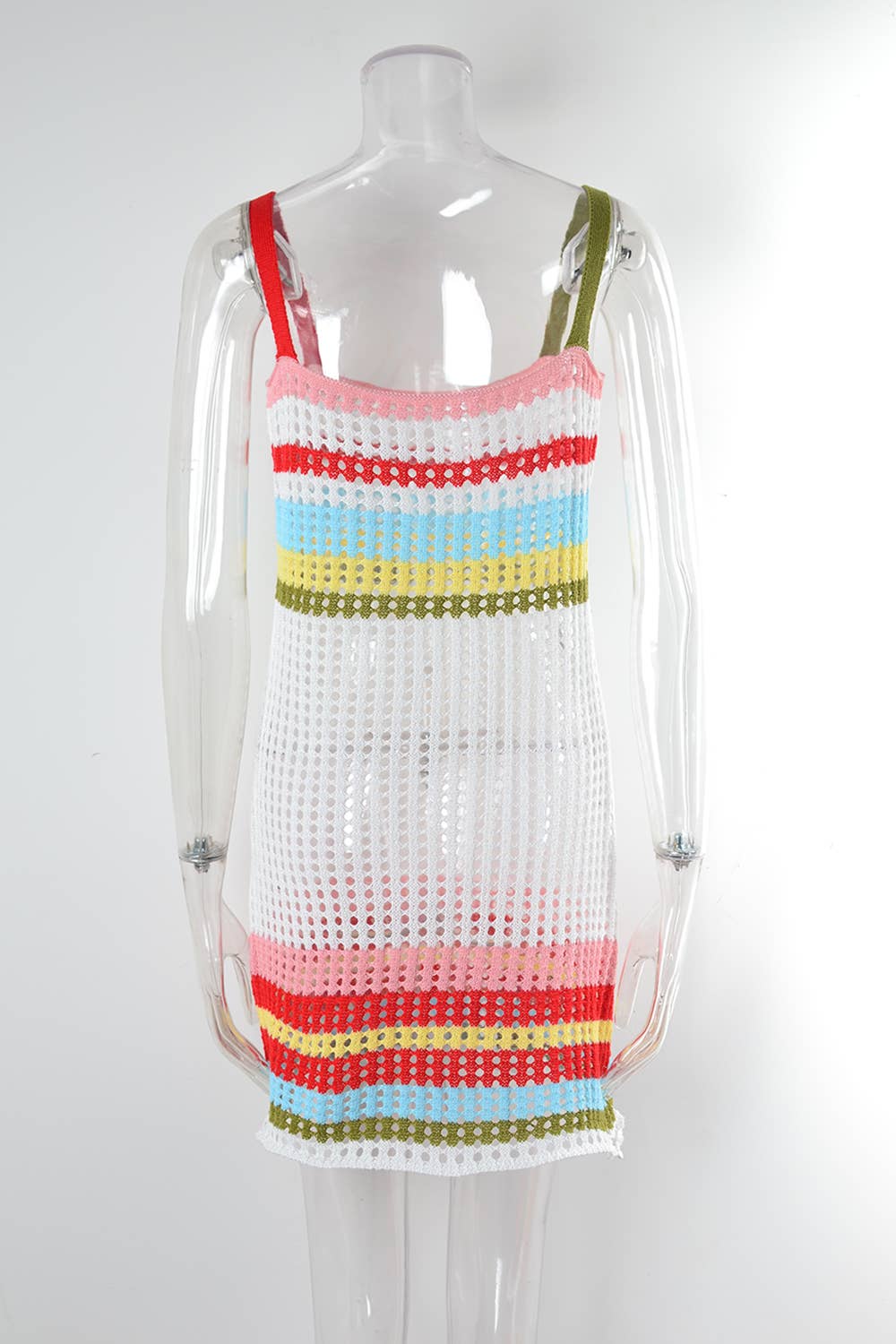 Women’s Crochet Halter Cover Up Dress – Color Block Beachwear | Dripiume