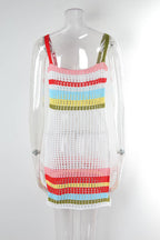 Women’s Crochet Halter Cover Up Dress – Color Block Beachwear | Dripiume