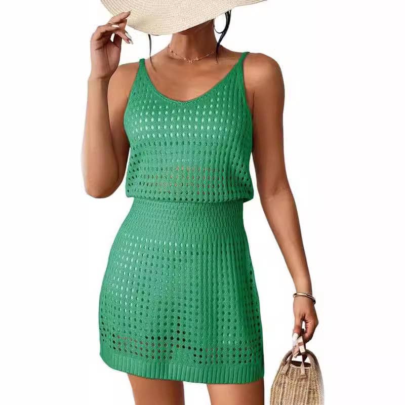 Women’s Crochet Knit Beach Dress – Cut Out Swim Cover Up | Dripiume