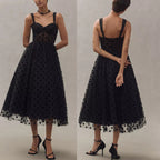 The Midnight Dots Tulle Midi Dress