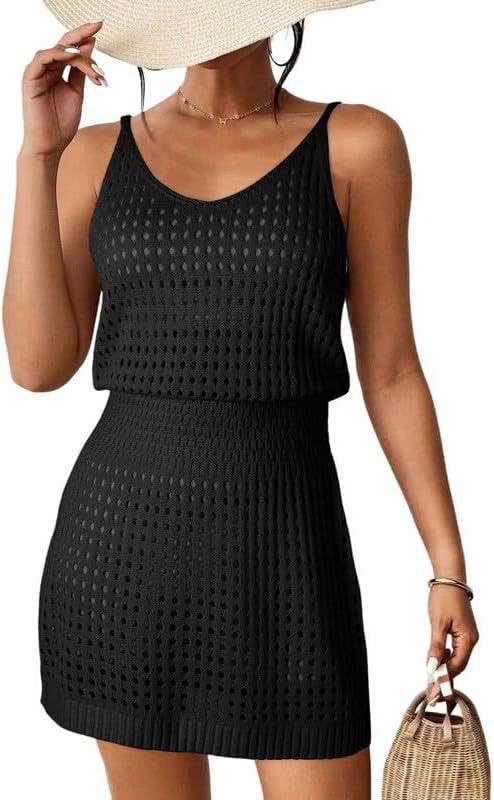 Women’s Crochet Knit Beach Dress – Cut Out Swim Cover Up | Dripiume