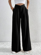 Chic High-Waist Pleated Wide-Leg Pants