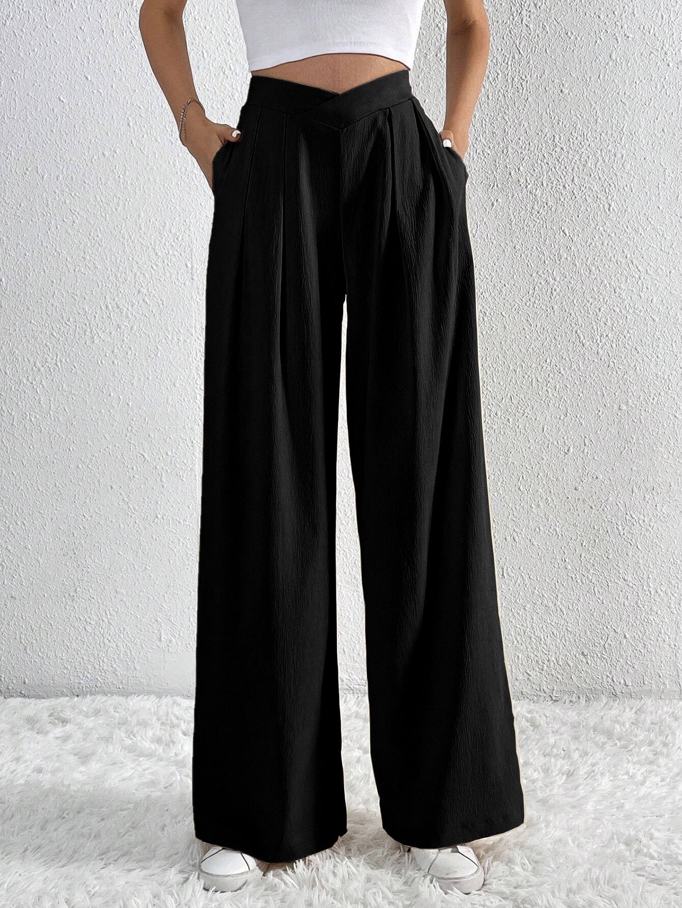 Chic High-Waist Pleated Wide-Leg Pants