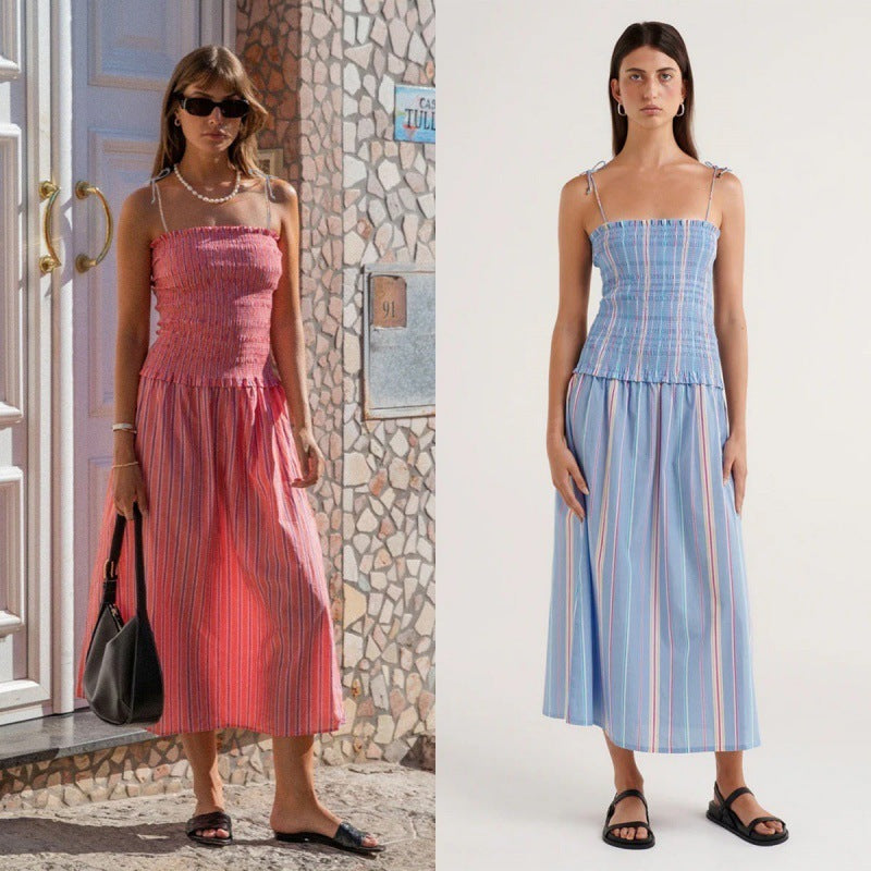 Striped Sleeveless Midi Dress