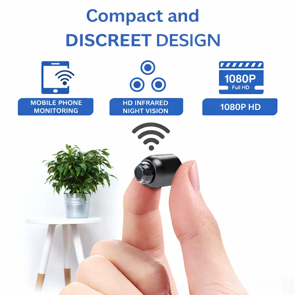 Mini WiFi HD Camera 1080p Wireless Indoor Security Camera with Night Vision and App