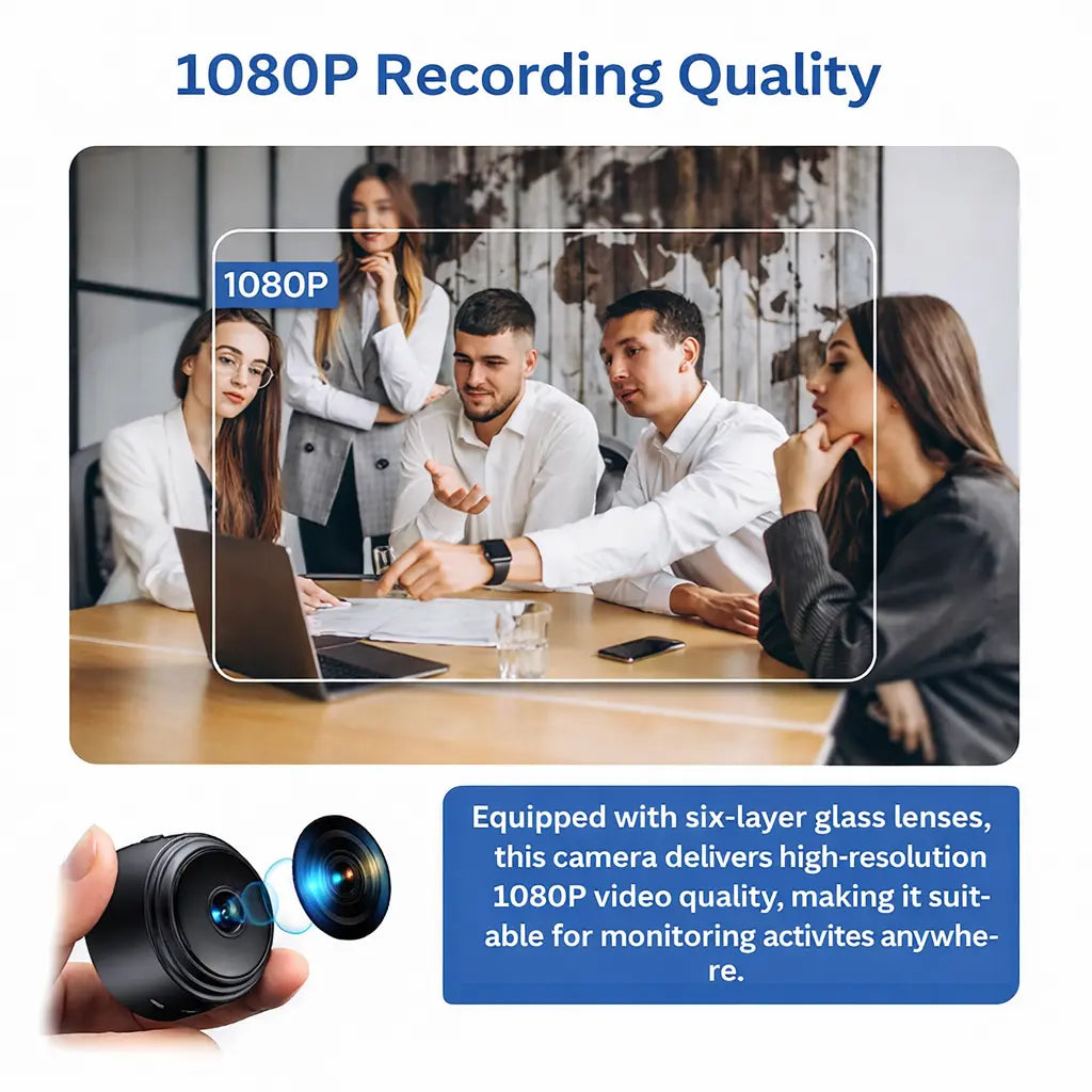 Mini WiFi HD Camera 1080p Wireless Indoor Security Camera with Night Vision and App